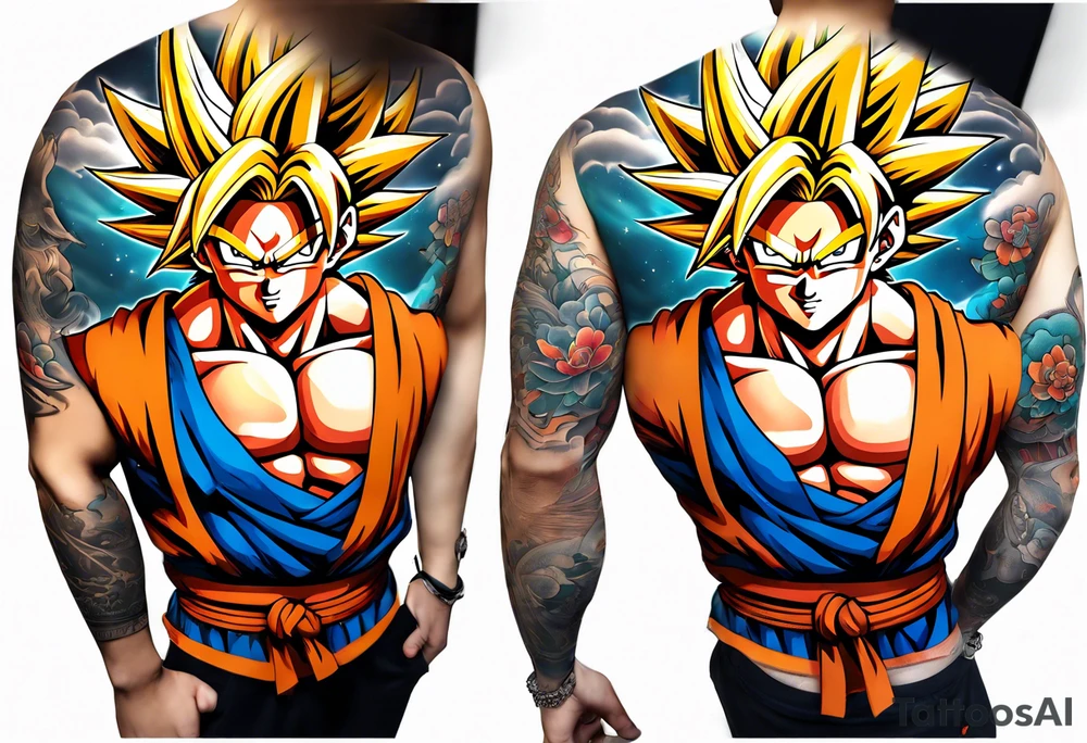 Tattoo on arm with goku with wings tattoo idea