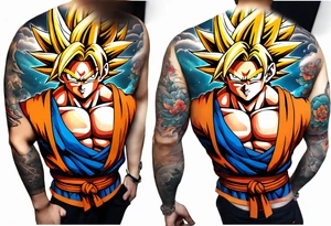 Tattoo on arm with goku with wings tattoo idea
