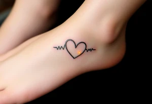 A heartbeat line wrapping around a delicate infinity symbol, colored in silver with glowing accents of gold, representing eternal love. tattoo idea