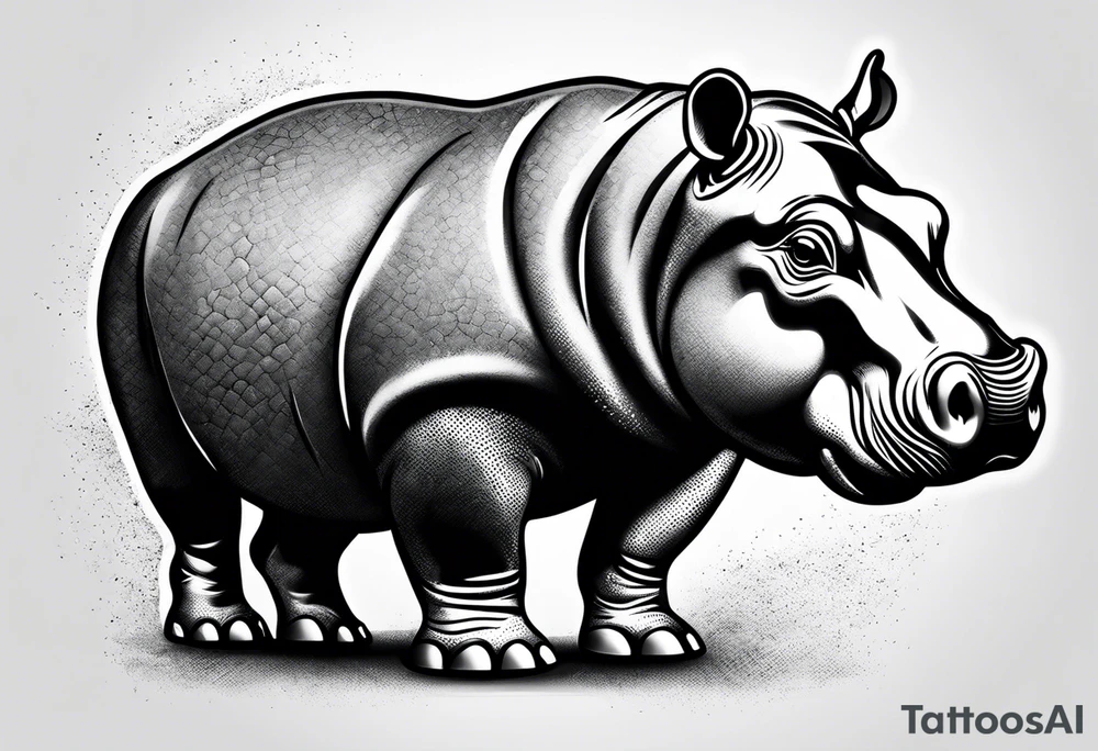 Baby hippopotamus tattoo idea