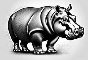 Baby hippopotamus tattoo idea