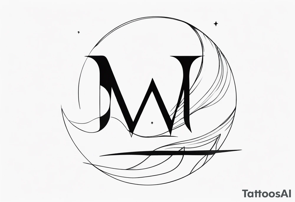 Moon and letter M tattoo idea