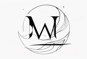 Moon and letter M tattoo idea