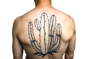 cactus large line tattoo idea