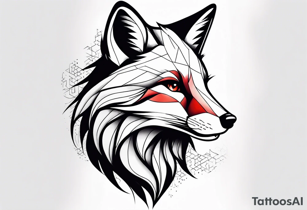 fox with red and white tail tattoo idea