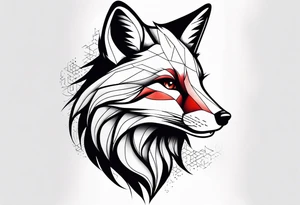 fox with red and white tail tattoo idea