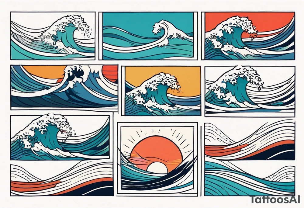 ocean waves tattoo vintage traditional simple and bold colors
within borders tattoo idea
