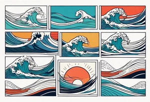 ocean waves tattoo vintage traditional simple and bold colors
within borders tattoo idea