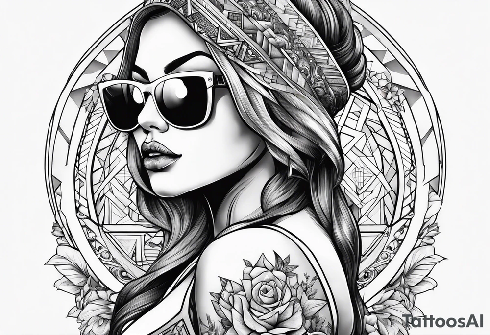 woman with big titts and a capricorn with sunglasses tattoo idea