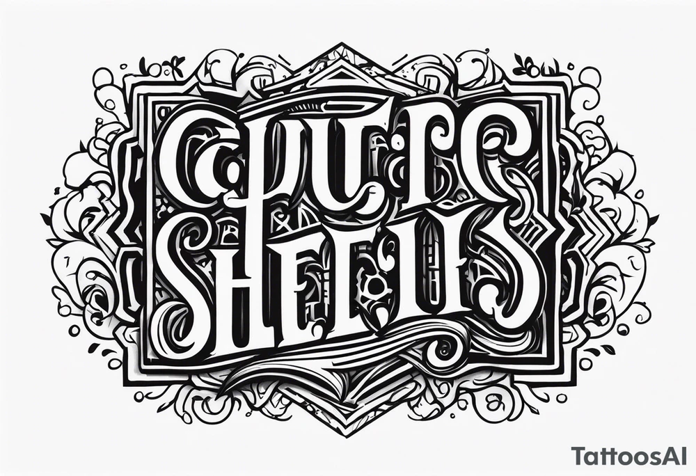 Cut here lettering tattoo design tattoo idea