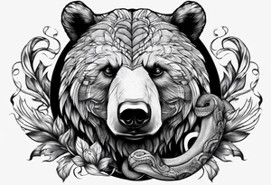 Bear with snake wrapped around it tattoo idea