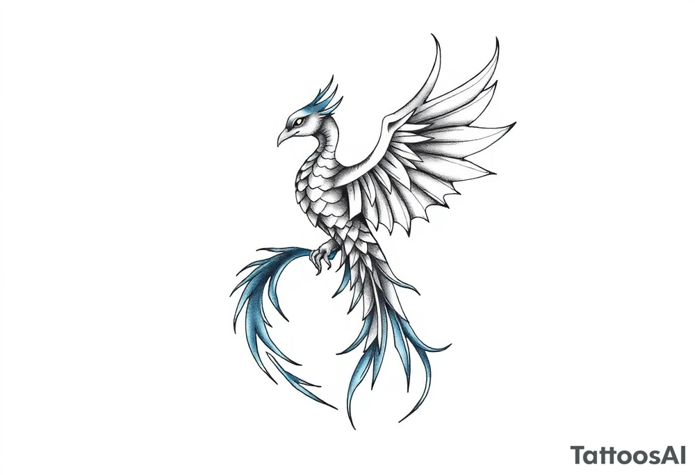 Blue Phoenix and dragon tattoo idea