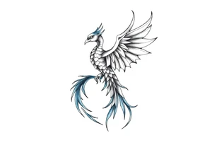 Blue Phoenix and dragon tattoo idea