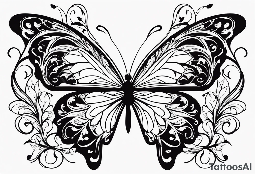 Name
Mascarenas with vines of leaves and butterfly tattoo idea
