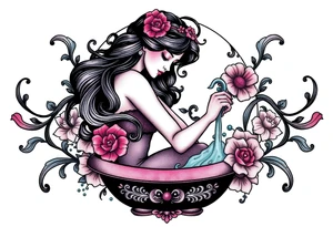 girl cleaning bathroom tattoo idea