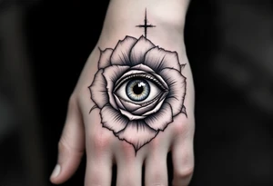 Eye of Providence inside a rose tattoo tattoo idea