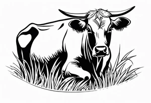 COW EATING GRASS tattoo idea