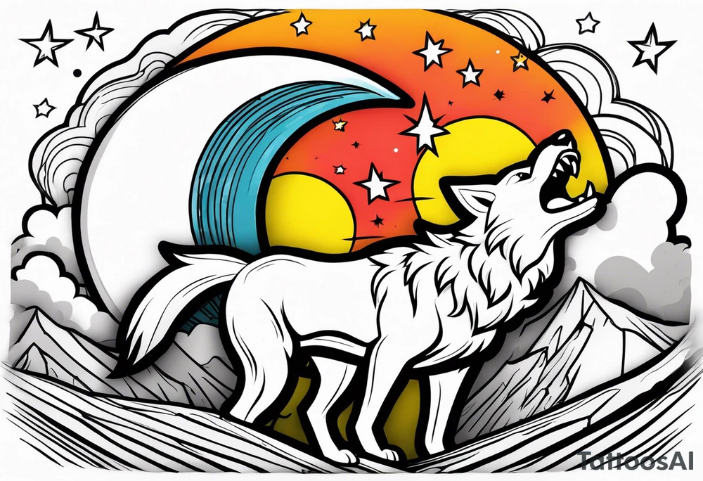 The letters T.R.K. and wolf howling at the moon tattoo idea