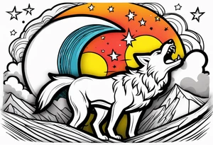 The letters T.R.K. and wolf howling at the moon tattoo idea