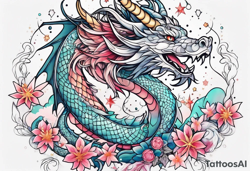 Constellation, dragon kawaii young ,snowflake tattoo idea