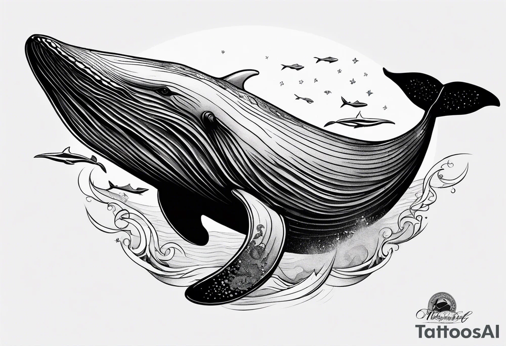 Breaching whale backwards tattoo idea