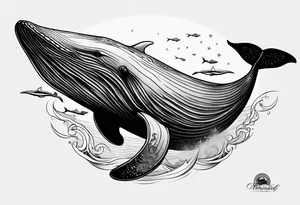 Breaching whale backwards tattoo idea
