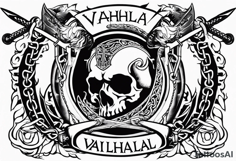 Valhalla sword fire chains tattoo idea