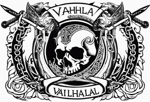 Valhalla sword  fire chains tattoo idea