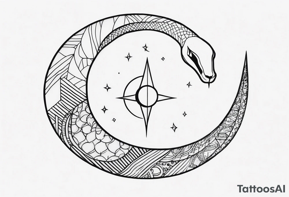 Fine line snake, moon phases, dagger tattoo idea