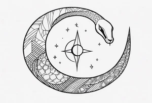 Fine line snake, moon phases, dagger tattoo idea