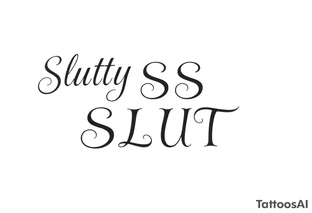 Slutty ass cheeks tattoo bold print large and tribal like design saying SISSY SLUT tattoo idea
