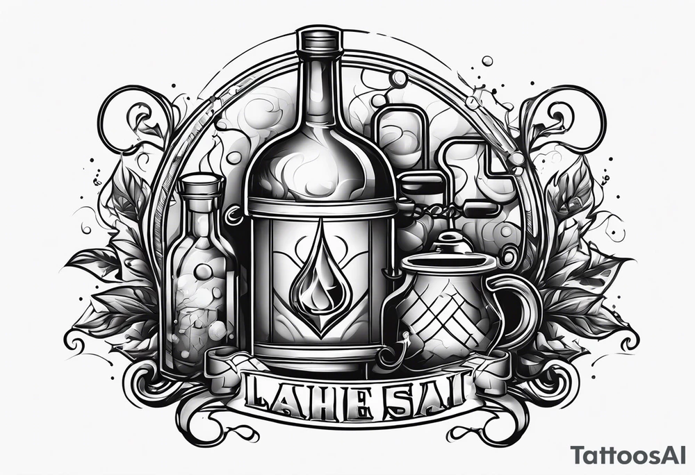 Abstract logo with leash and potions tattoo idea