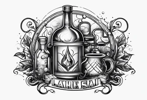 Abstract logo with leash and potions tattoo idea