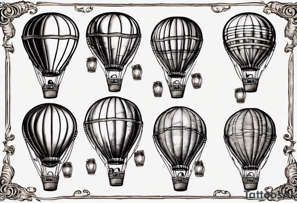 hot air balloon with a ladder coming from the basket tattoo idea