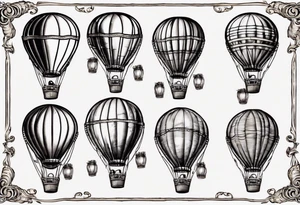 hot air balloon with a ladder coming from the basket tattoo idea