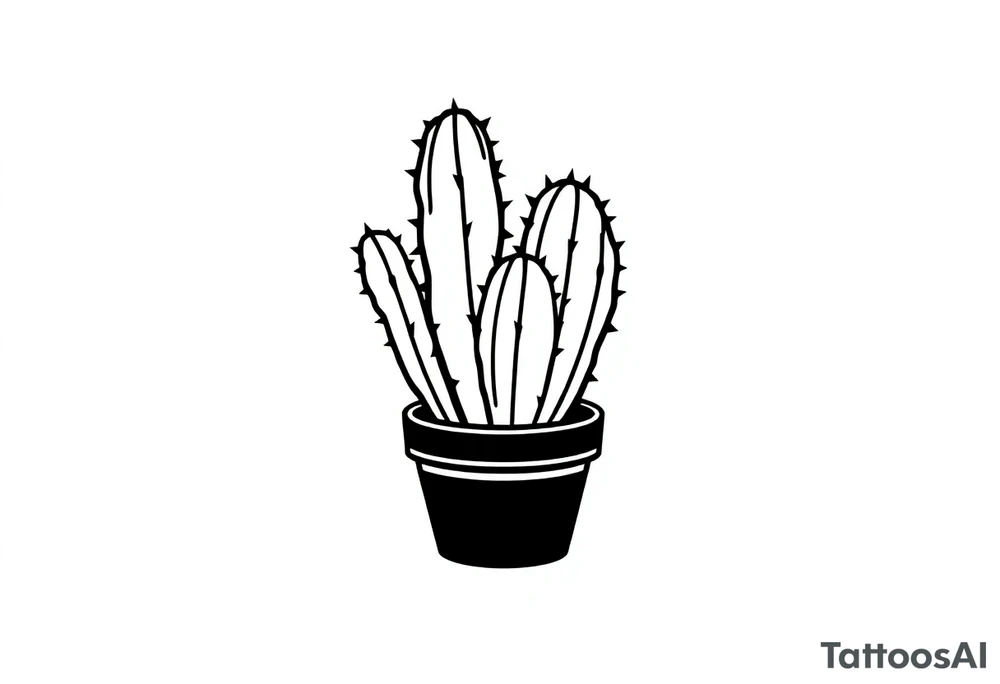 4 cute cacti in a pot tattoo idea
