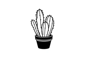 4 cute cacti in a pot tattoo idea