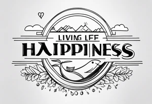 The concept of living a life is 'Happiness' tattoo idea