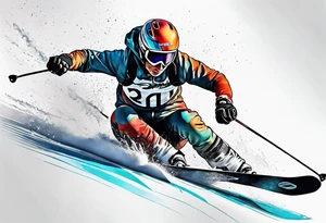 Skier in motion, fine line, more abstract tattoo idea