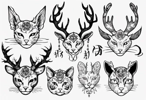 A cat with antlers tattoo idea