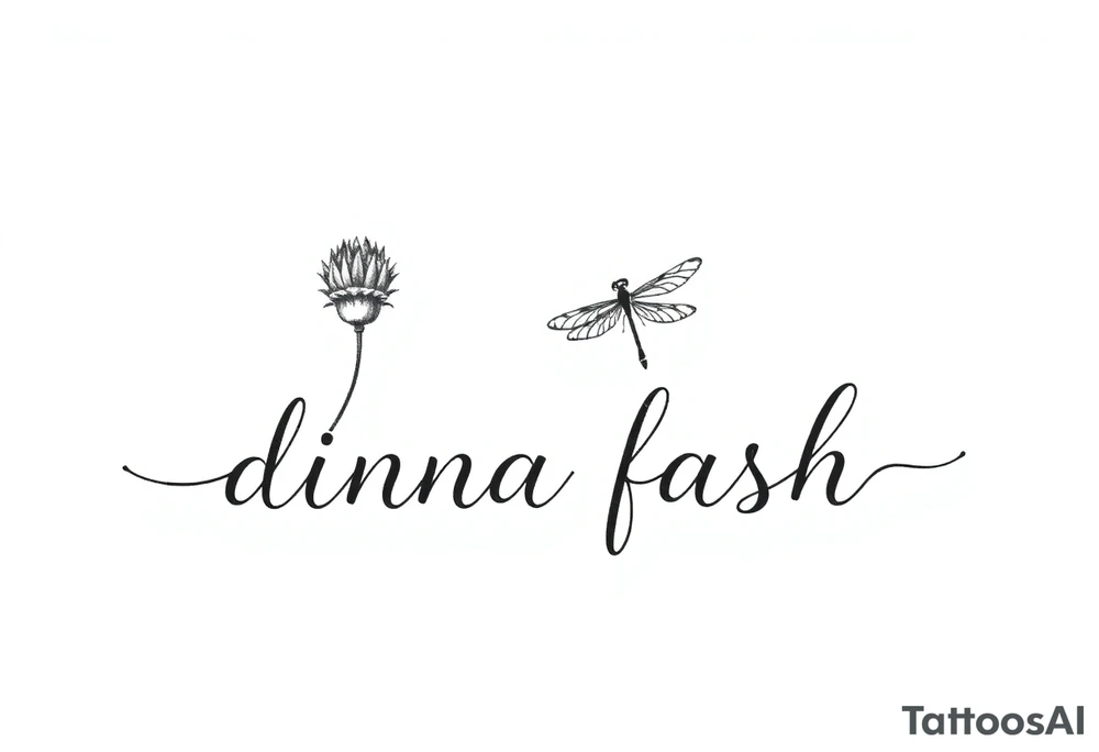 minimalist for hand thistle with dragonfly text : dinna fash tattoo idea