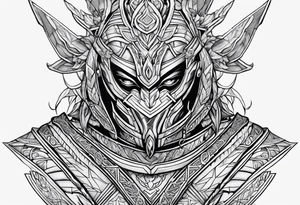 a battle hardened warrior masked tattoo idea