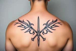 Armoury with sheild sword spears and axe tattoo idea