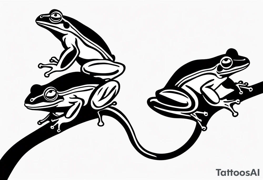 3 frogs on a branch tattoo idea