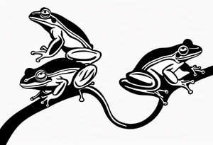 3 frogs on a branch tattoo idea