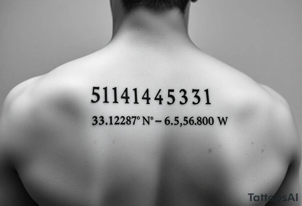 Morse code for sis along with the coordinates 33.12487° N, 85.58014° W tattoo idea