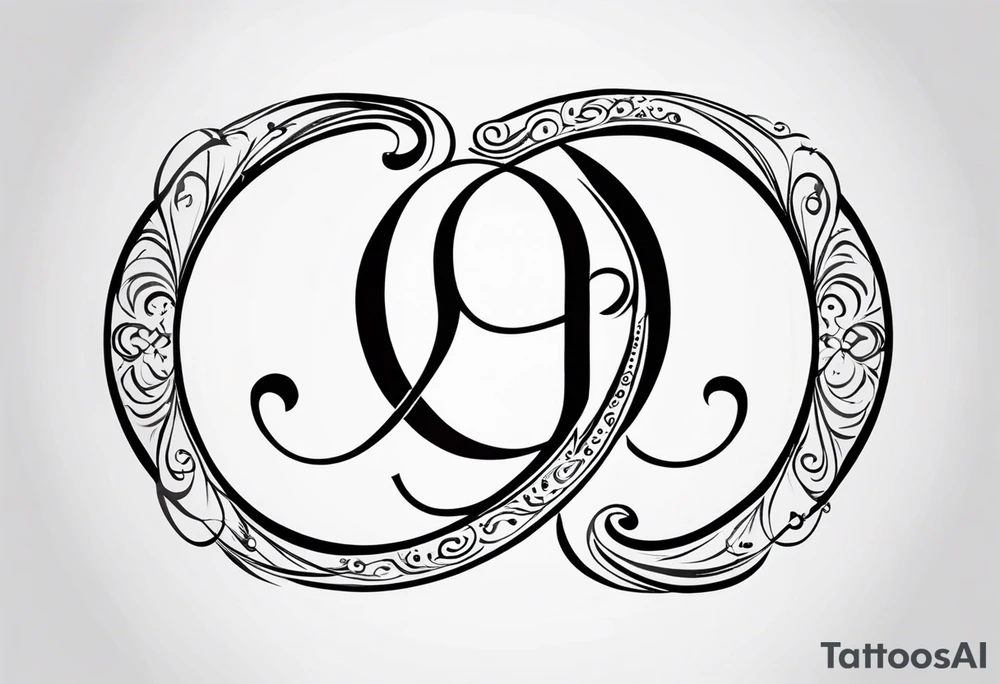 Just a plain Infinity symbol with a capital letter B in the center, a capital letter J in the left side, and a capital letter J in the right side tattoo idea