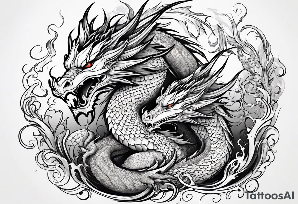 dragon, strength, pisces, water, instinct, phoenix tattoo idea