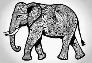 compas thailand country outline with elephant tattoo idea