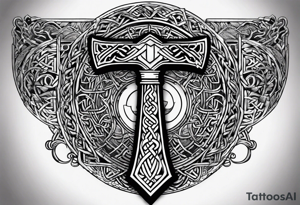 thor's hammer mjolnir knotwork tattoo idea